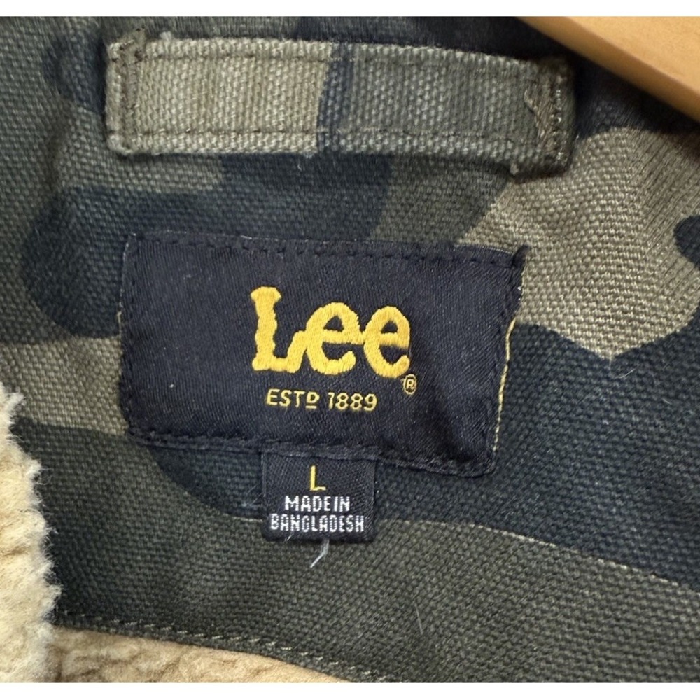 LEE Sherpa Lined Jacket Durable Heavy Cotton Camo Print Jacket Size Large - Picture 7 of 10